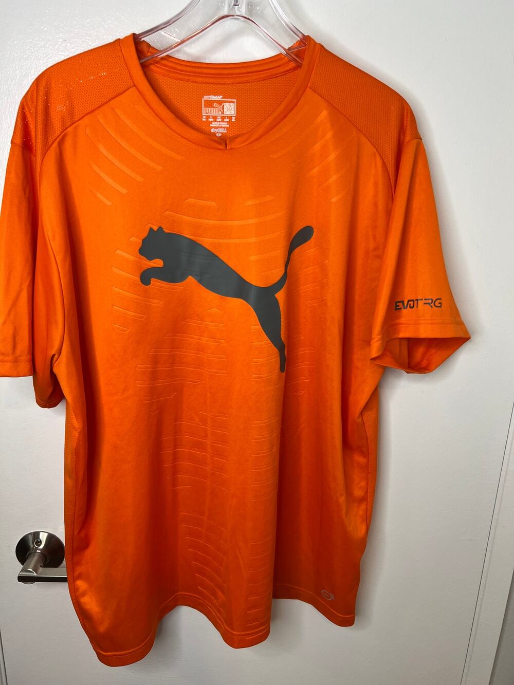 Puma EVO TRG Men's Dry Cell Vented Short Sleeve Logo T-Shirt Orange ~ Size XXL